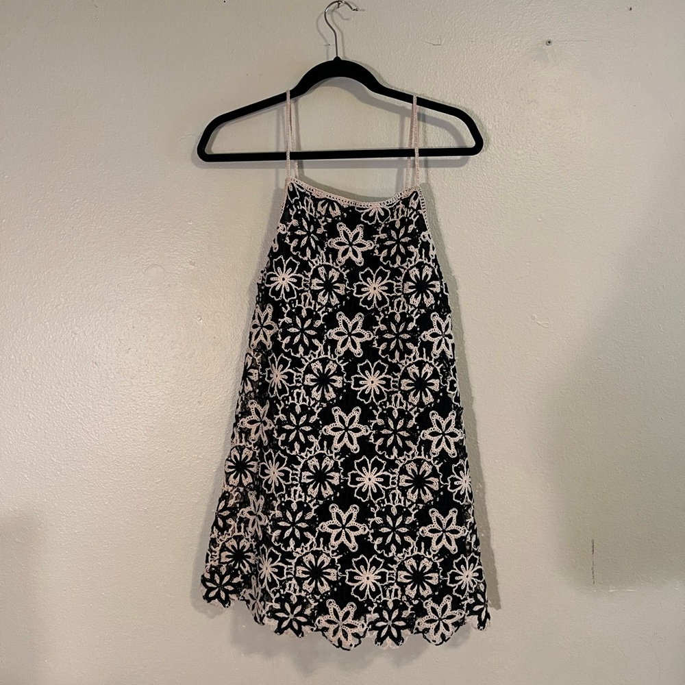 Zara Crochet Black & White Mini Dress